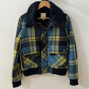 Diesel Women's Plaid Jacket - Blue and Yellow